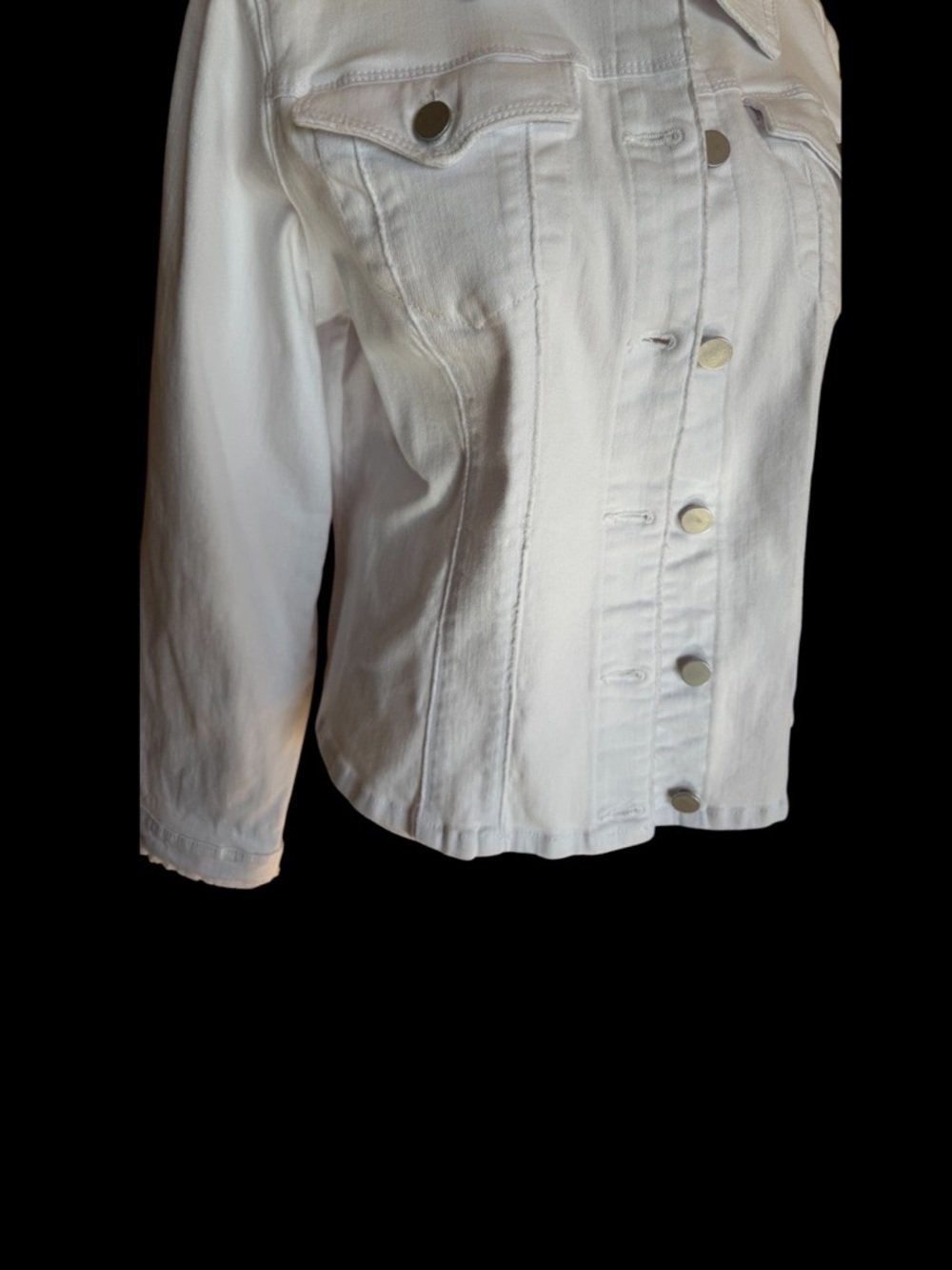 Reba-Dillards Large Classic White Denim Jacket - Women's Lightweight Jean Jacket - Picture 9 of 16